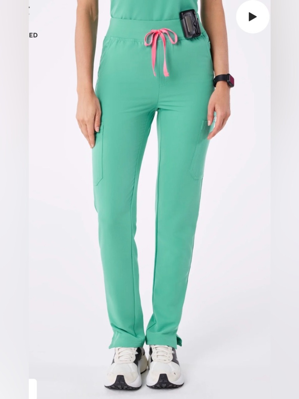 Figs High Waisted Yola Skinny Scrub Pants™ in Surgical Green (blue tie)